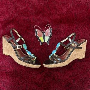 y2k rampage boho beaded wedges heels